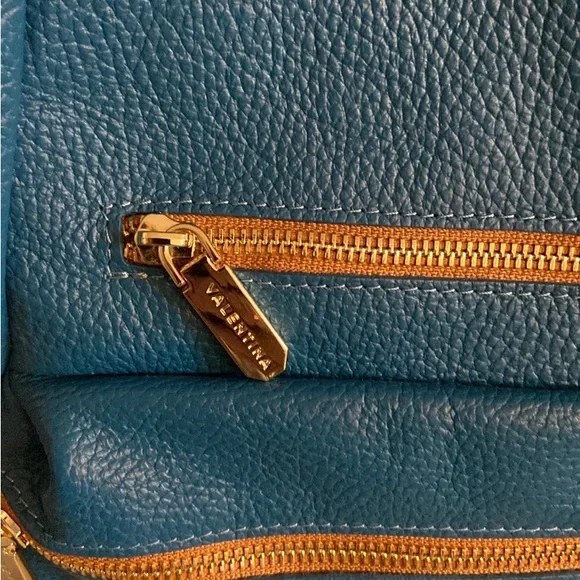 Valentina Ocean Blue/Tan Leather Convertible Backpack 
